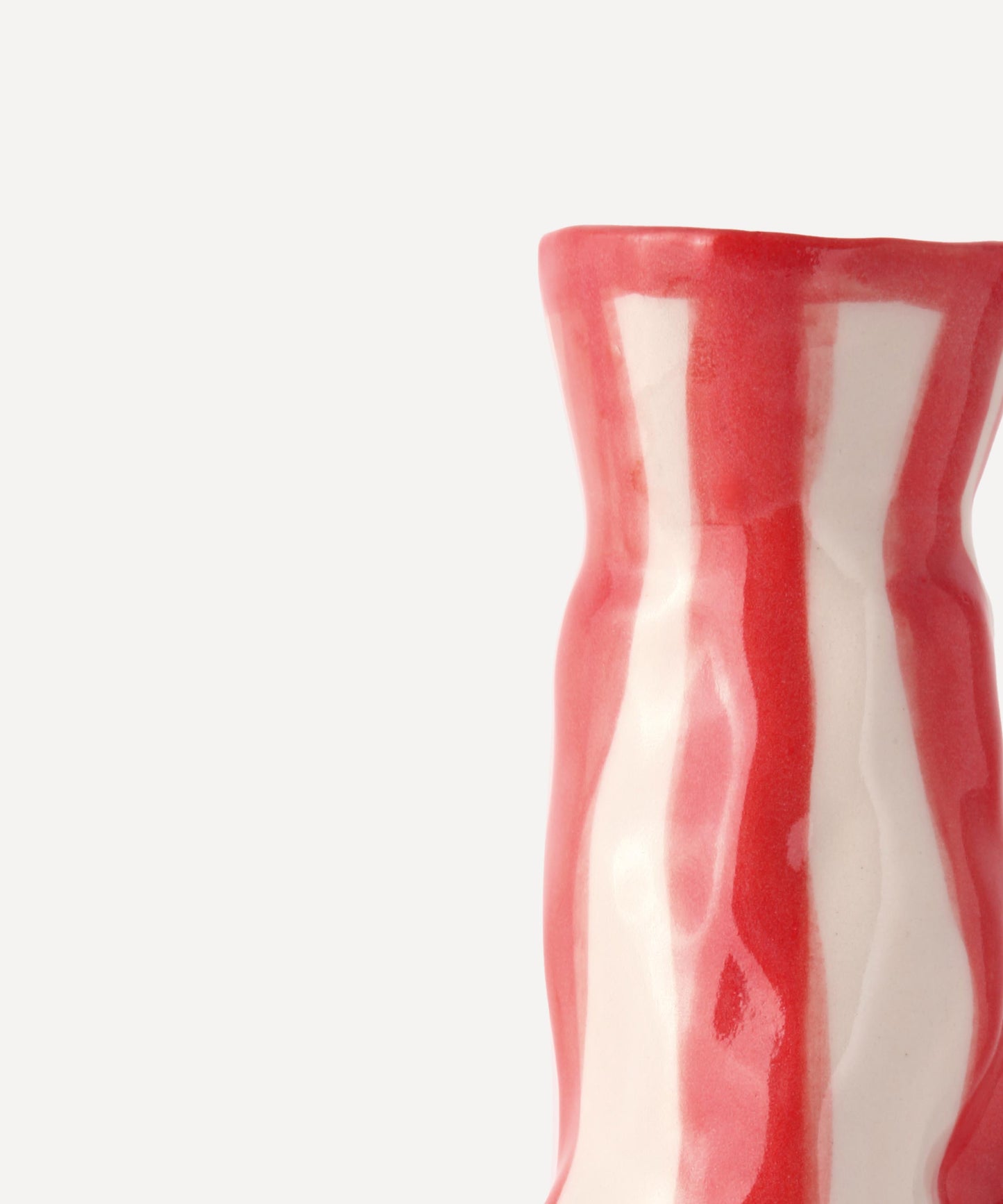 Bright red candy stripe vase