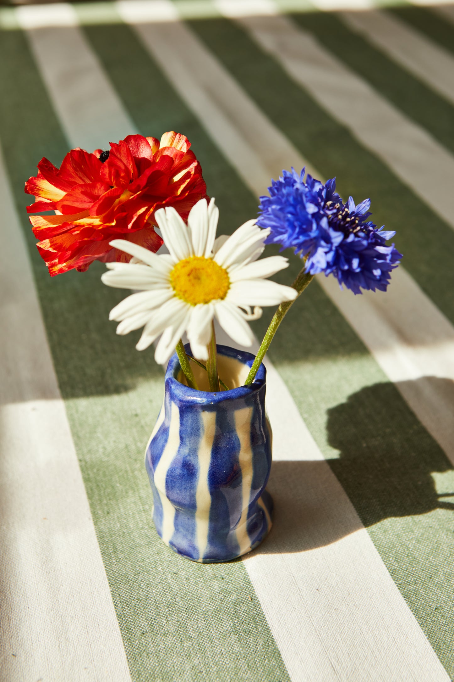 Navy Candy Stripe Candle Holder