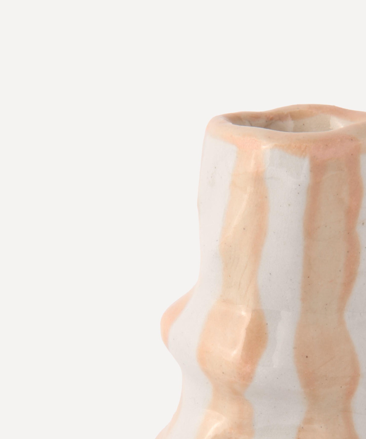 Ivory Beige Candy Stripe Candle Holder