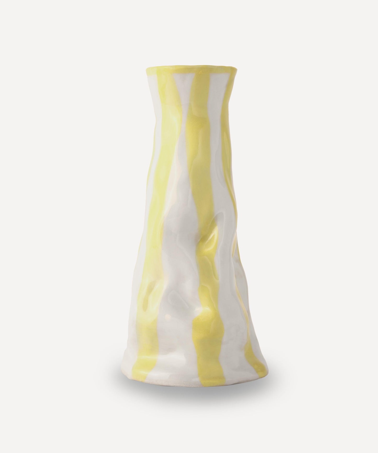 Light yellow candy stripe vase