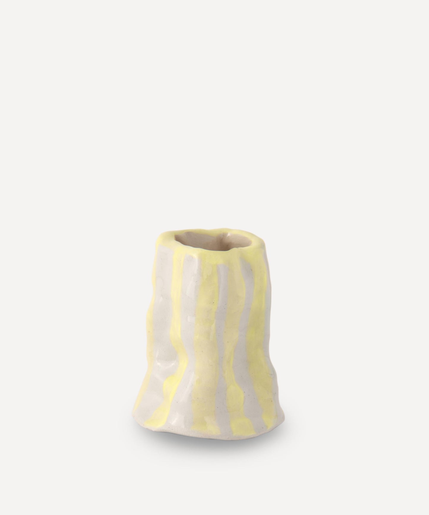 Light Yellow Candy Stripe Candle Holder