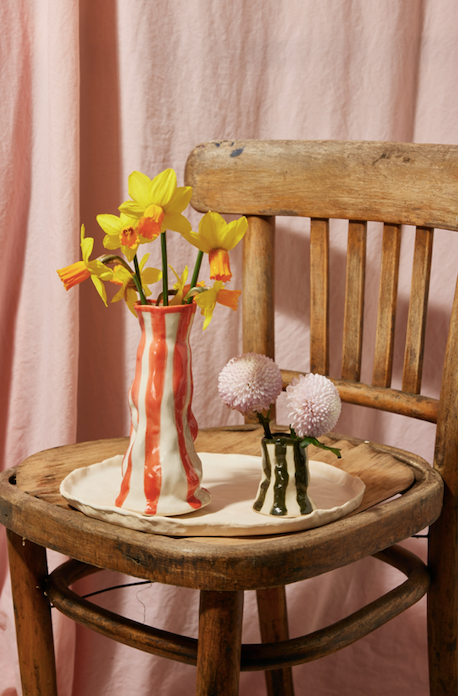 Flame orange candy stripe vase